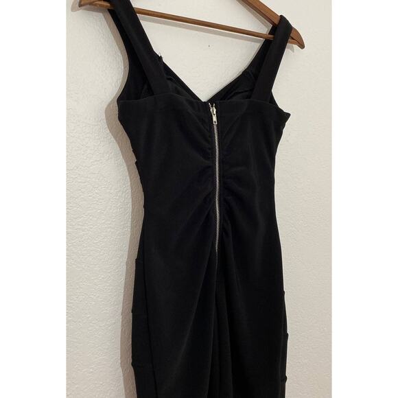 Emerald Sundae Sz O Black Bodycon Dress Built In Bra Ruched Back Exposed Zipper - Picture 8 of 12